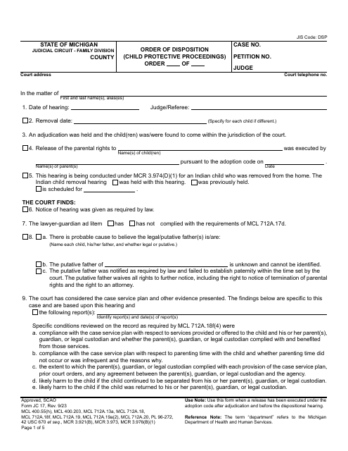 Form JC17  Printable Pdf