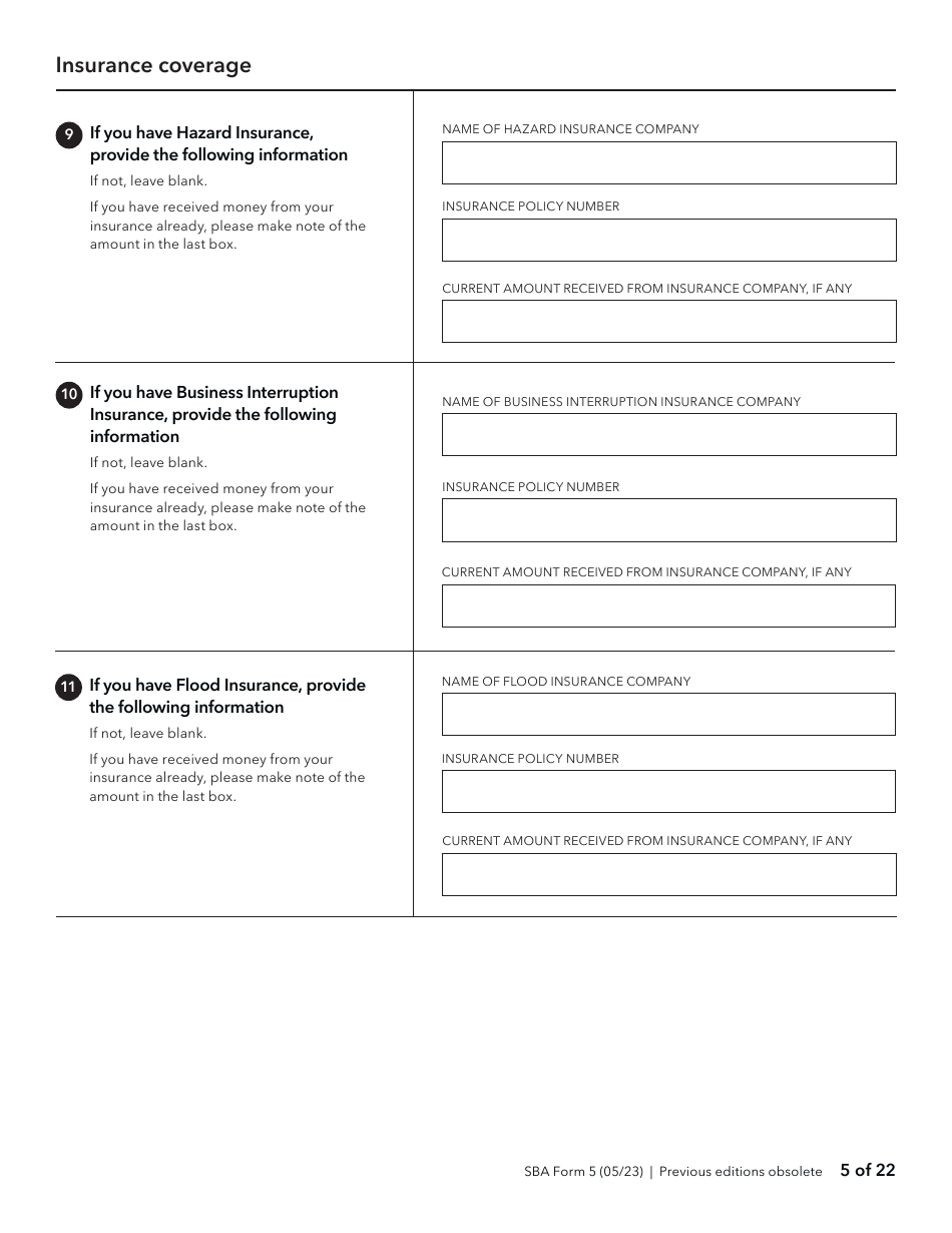 SBA Form 5 Disaster Business Loan Application, Page 5