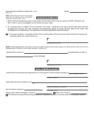 Form PCA308-I Consent by Parent to Adoption of Indian Child - Michigan, Page 2