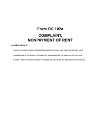 Document preview: Form DC102A Complaint - Nonpayment of Rent - Landlord-Tenant - Michigan