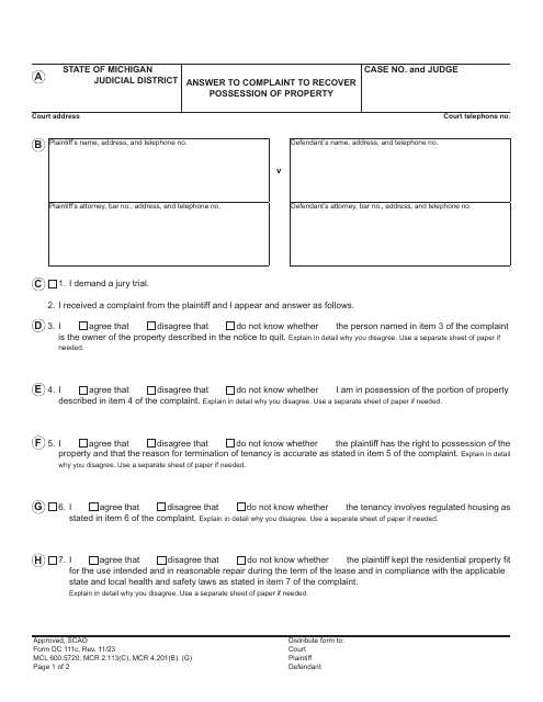 Form DC111C  Printable Pdf