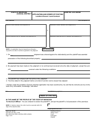 Form DC107 Application and Order of Eviction - Landlord-Tenant/Land Contract - Michigan