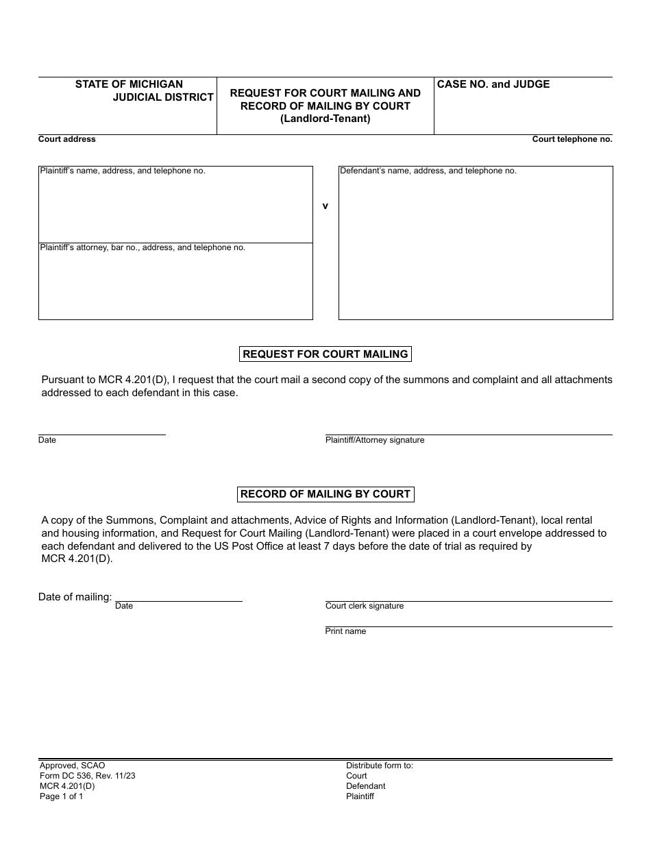 Form DC536 Fill Out Sign Online and Download Fillable PDF Michigan Form DC536 Fill Out Sign Online and Download Fillable PDF Michigan