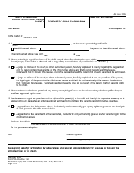 Document preview: Form PCA305A Release of Child by Guardian - Michigan
