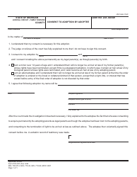 Document preview: Form PCA307 Consent to Adoption by Adoptee - Michigan