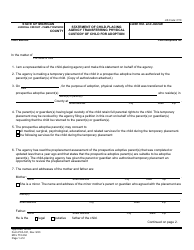 Form PCA331 Statement of Child-Placing Agency Transferring Physical Custody of Child for Adoption - Michigan
