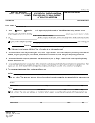 Document preview: Form PCA330 Statement of Parent/Guardian Transferring Physical Custody of Child for Adoption - Michigan