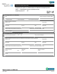 Document preview: Forme V-3021 Volet 1 Demande D'aide Financiere - L'electrification Du Parc De Vehicules De Taxi - Programme De Soutien a La Modernisation De L'industrie Du Transport Par Taxi - Quebec, Canada (French)