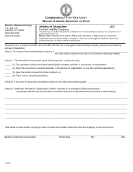 Document preview: Form LLD Articles of Dissolution - Limited Liability Company - Kentucky