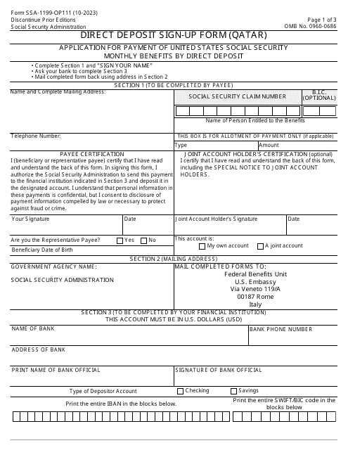 Form SSA-1199-OP111  Printable Pdf