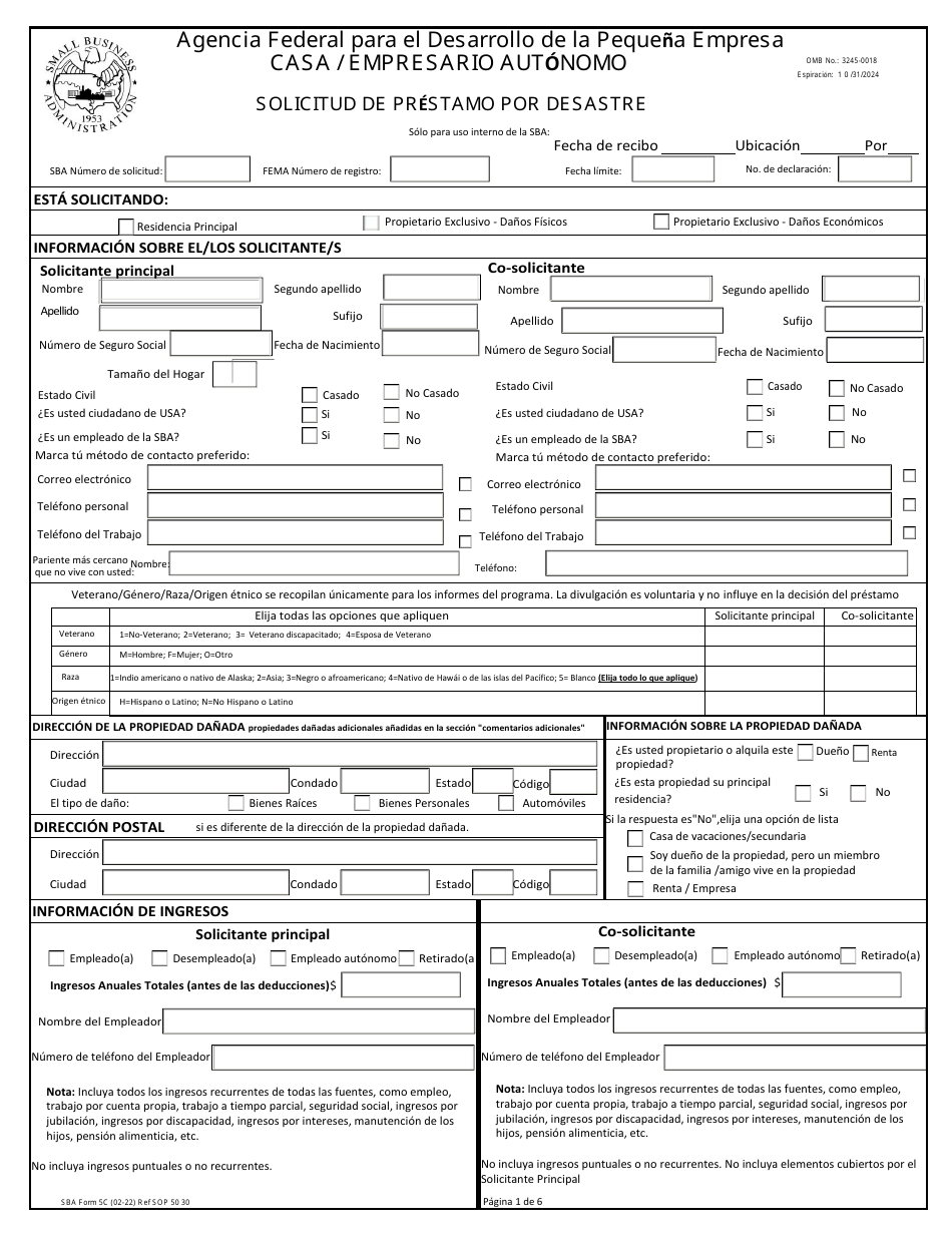 Sba Formulario 5c Download Fillable Pdf Or Fill Online Solicitud De Prestamo Por Desastre 1437