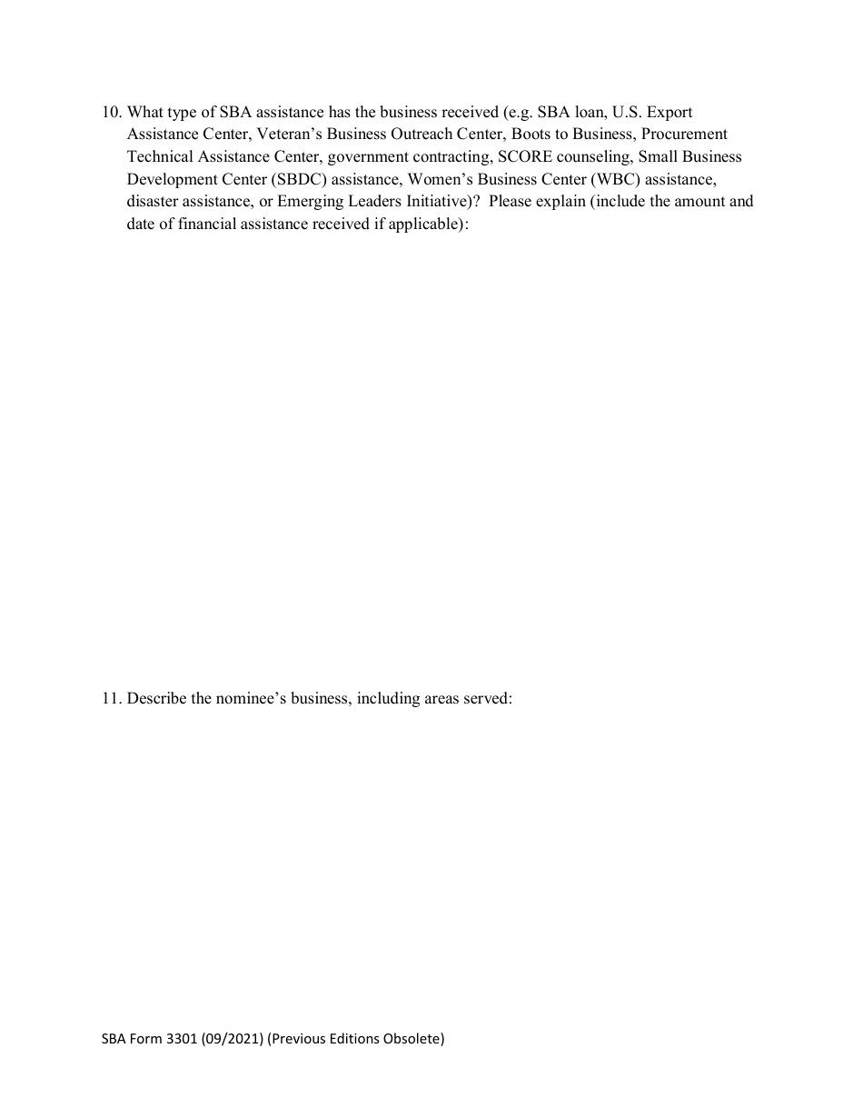 SBA Form 3301 Nomination Form for Small Business Person of the Year - National Small Business Week, Page 4