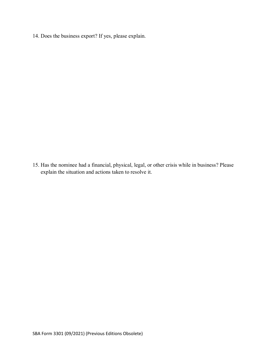 SBA Form 3301 Nomination Form for Small Business Person of the Year - National Small Business Week, Page 6