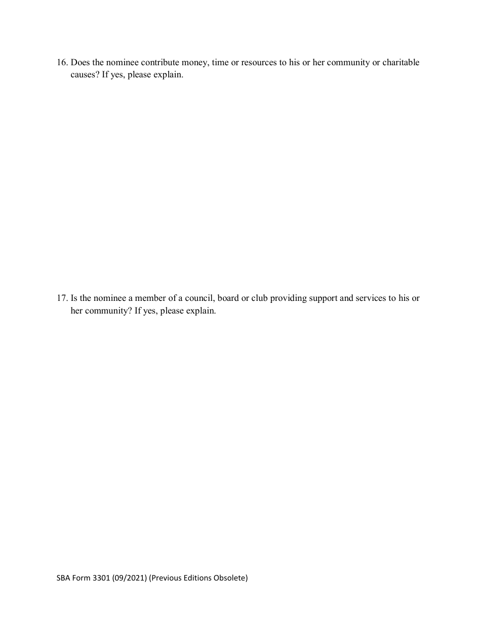SBA Form 3301 Nomination Form for Small Business Person of the Year - National Small Business Week, Page 7