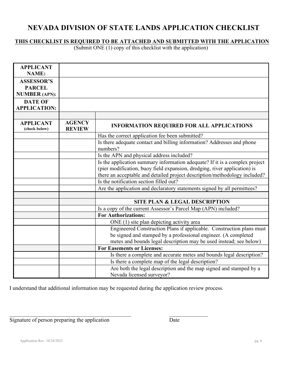 Application for Authorization to Use State Owned Lands - Nevada, Page 10