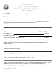 Form BMV3146 Application for Certificate Deposit of $30,000.00 in Money - Proof of Financial Responsibility - Ohio, Page 2