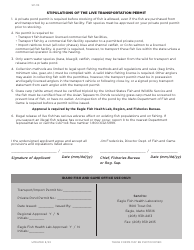 Form SP-115 Application for Live Fish Transport/Import Permit - Idaho, Page 2