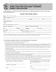 Document preview: Form SP-747 Sport Dog and Falconry Training Permit Application - Idaho