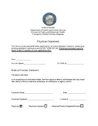 Document preview: Physician Statement - Emergency Medical Services Program - Nevada