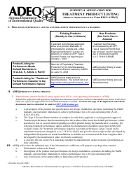 Document preview: Submittal Application for Treatment Product Listing - Arizona