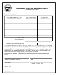 Form 25D-60 Non-domestic Minimal Use &amp; De Minimis Register - Federal-Aid Highway Contracts - Alaska