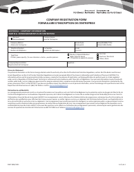 Document preview: Form NWT9390 Company Registration Form - Northwest Territories, Canada (English/French)