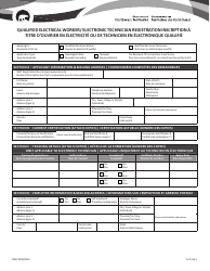 Document preview: Form NWT9378 Qualified Electrical Worker/Electronic Technician Registration - Northwest Territories, Canada (English/French)