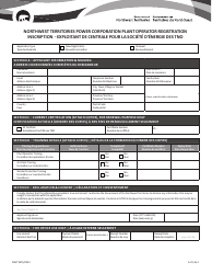 Form NWT9375 Northwest Territories Power Corporation Plant Operator Registration - Northwest Territories, Canada (English/French)