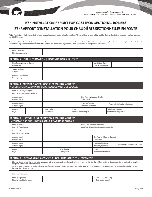 Form NWT9374  Printable Pdf