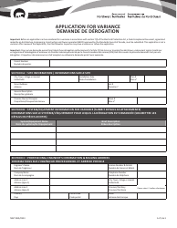 Document preview: Form NWT9381 Application for Variance - Northwest Territories, Canada (English/French)