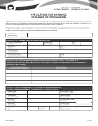 Form NWT9381 Application for Variance - Northwest Territories, Canada (English/French)