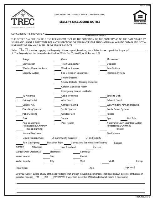 TREC Form 55-0  Printable Pdf
