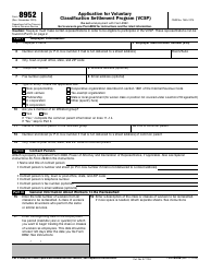Document preview: IRS Form 8952 Application for Voluntary Classification Settlement Program (Vcsp)