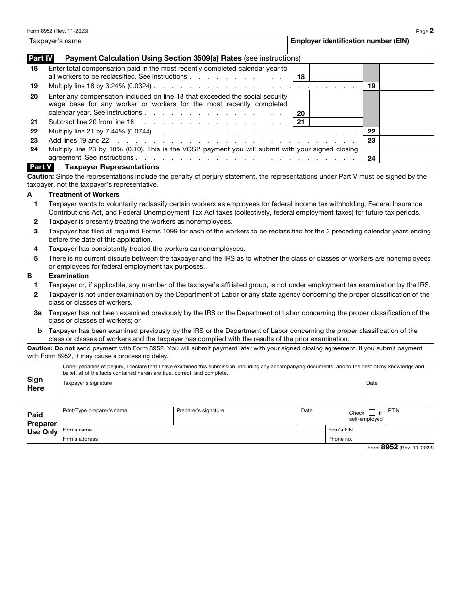 IRS Form 8952 Download Fillable PDF or Fill Online Application for ...