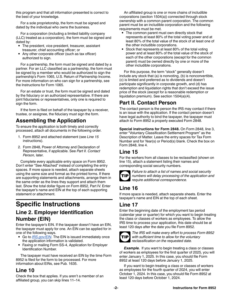 Download Instructions for IRS Form 8952 Application for Voluntary ...