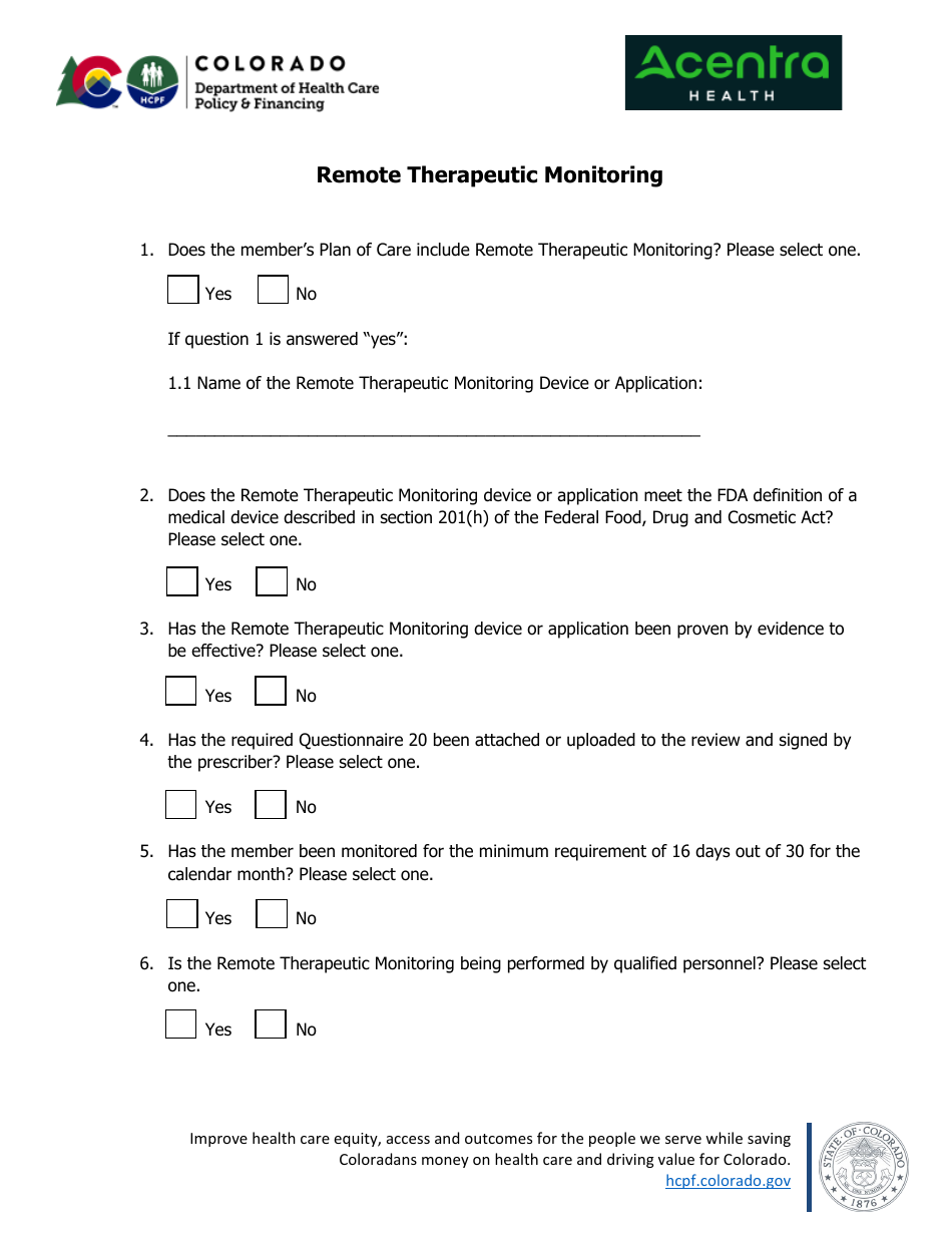 Remote Therapeutic Monitoring - Colorado, Page 1