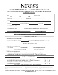 Endorsement Form for Certified Nursing Assistant - Nevada, Page 2