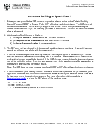 Document preview: Form 1 Appeal - Ontario, Canada