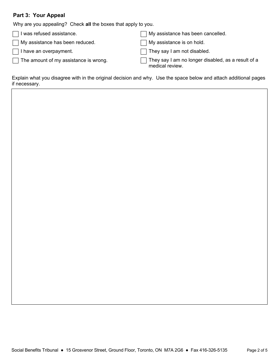 Form 1 Appeal - Ontario, Canada, Page 3