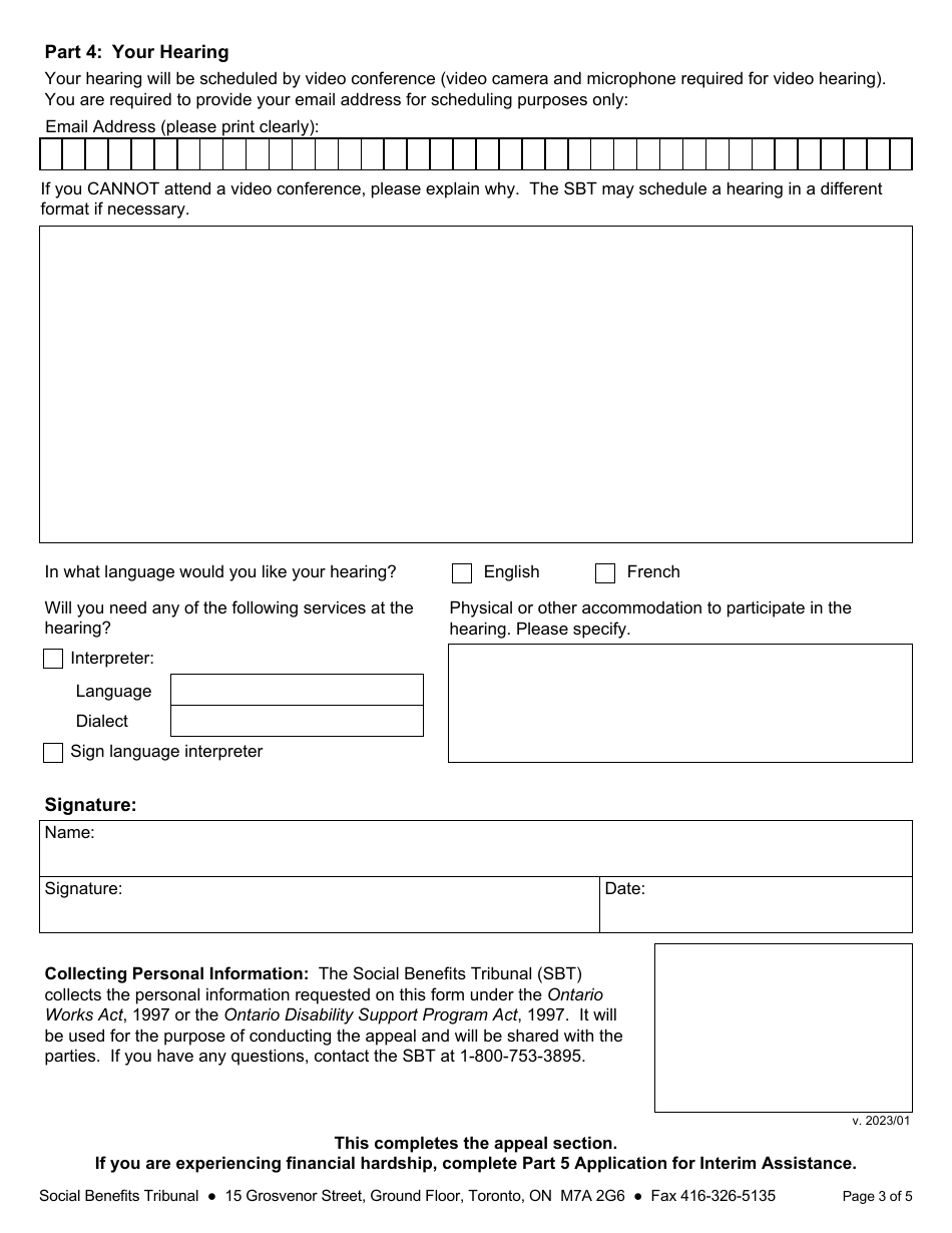 Form 1 Appeal - Ontario, Canada, Page 4
