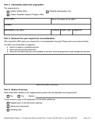 Form 2 Application for Reconsideration - Ontario, Canada, Page 2