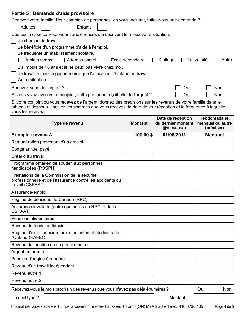 Forme 1 Appel - Ontario, Canada (French), Page 5