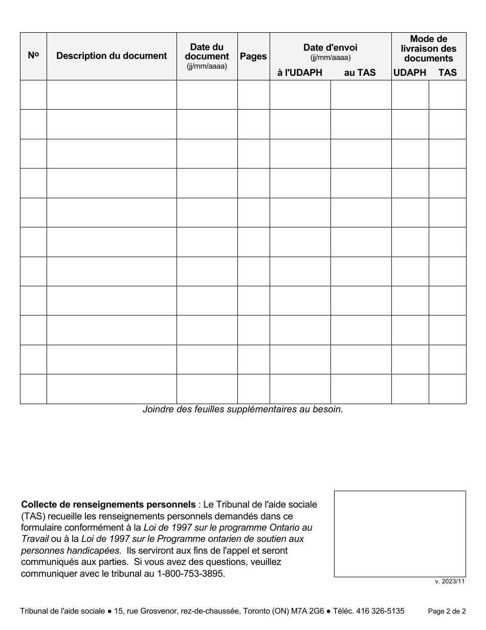 Forme 5 Nouveaux Renseignements Medicaux - Ontario, Canada (French), Page 4