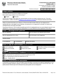 Document preview: Forme 11 Consentement Et Autorisation - Ontario, Canada (French)