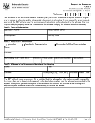 Form 8 Request for Summons - Ontario, Canada