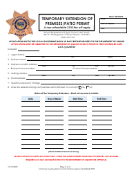 Document preview: Temporary Extension of Premises/Patio Permit - Arizona