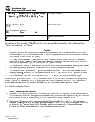 Document preview: DOT Form 224-062 Utility Construction Agreement Work by Wsdot - Utility Cost - Washington