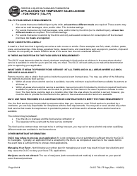 Application for Temporary Sales License - for-Profit (Tsl-Fp) - Oregon, Page 2