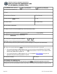 Application for Temporary Use of an Annual License (Tual) - Oregon, Page 2