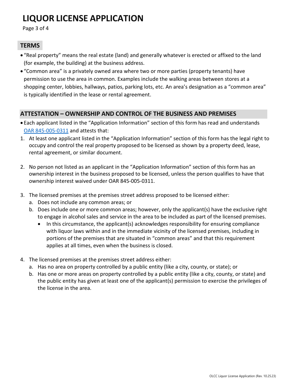 Liquor License Application - Oregon, Page 4